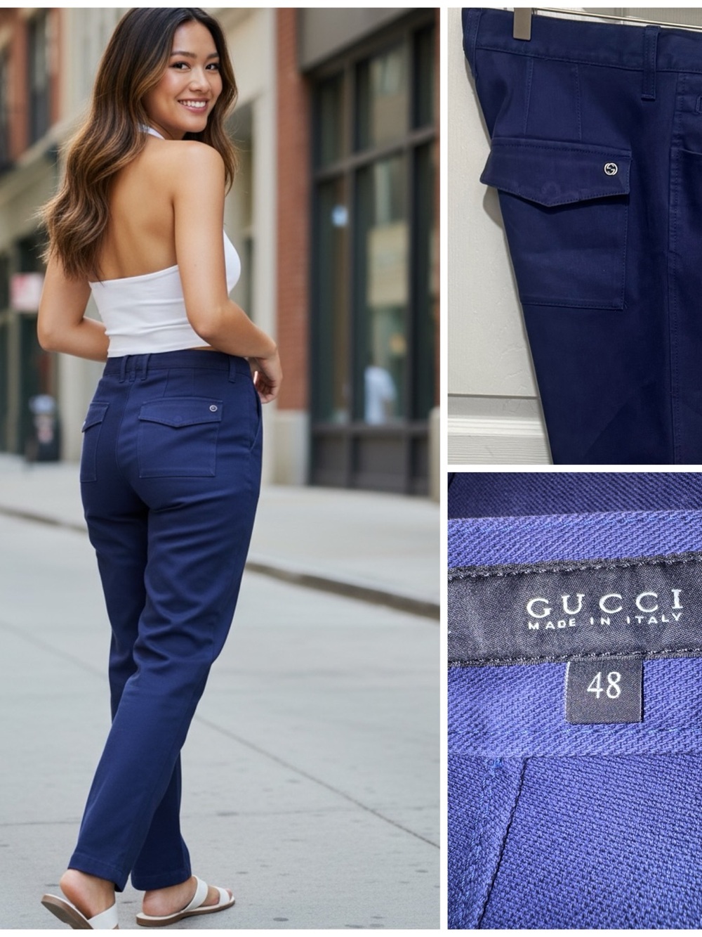 Gucci Navy Straight-Leg  48 Riding